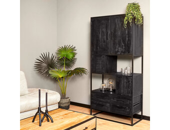 Starfurn - Vakkenkast Denver - Zwart - 45x90x200 cm