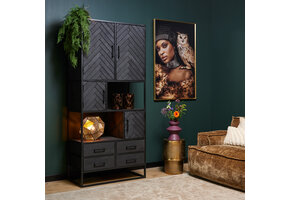 Starfurn - Vakkenkast New York - Zwart - 45x90x200 cm