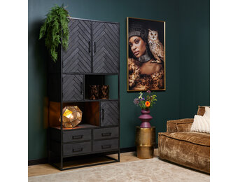 Starfurn - Vakkenkast New York - Zwart - 45x90x200 cm