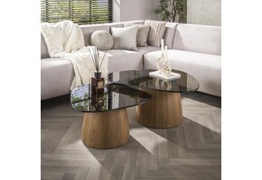 Hoyz Collection - Salontafel Tinto Driehoekig Set Van 2 - Brons Glas