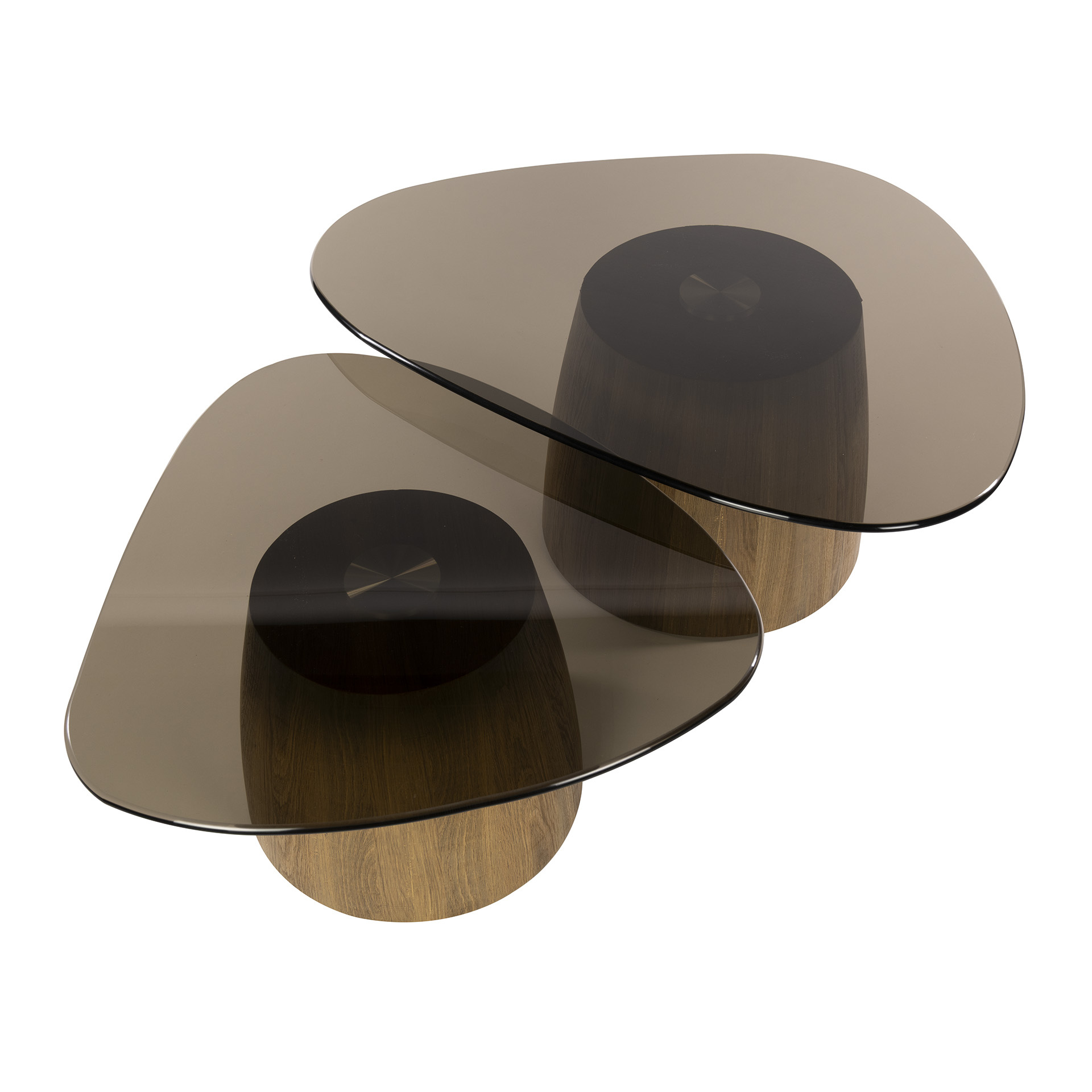 Hoyz Collection - Salontafel Tinto Driehoekig Set Van 2 - Brons Glas