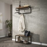 Hoyz Collection - Kapstok Luno Roede En Hoedenplank 8 Haken - Drift Brown