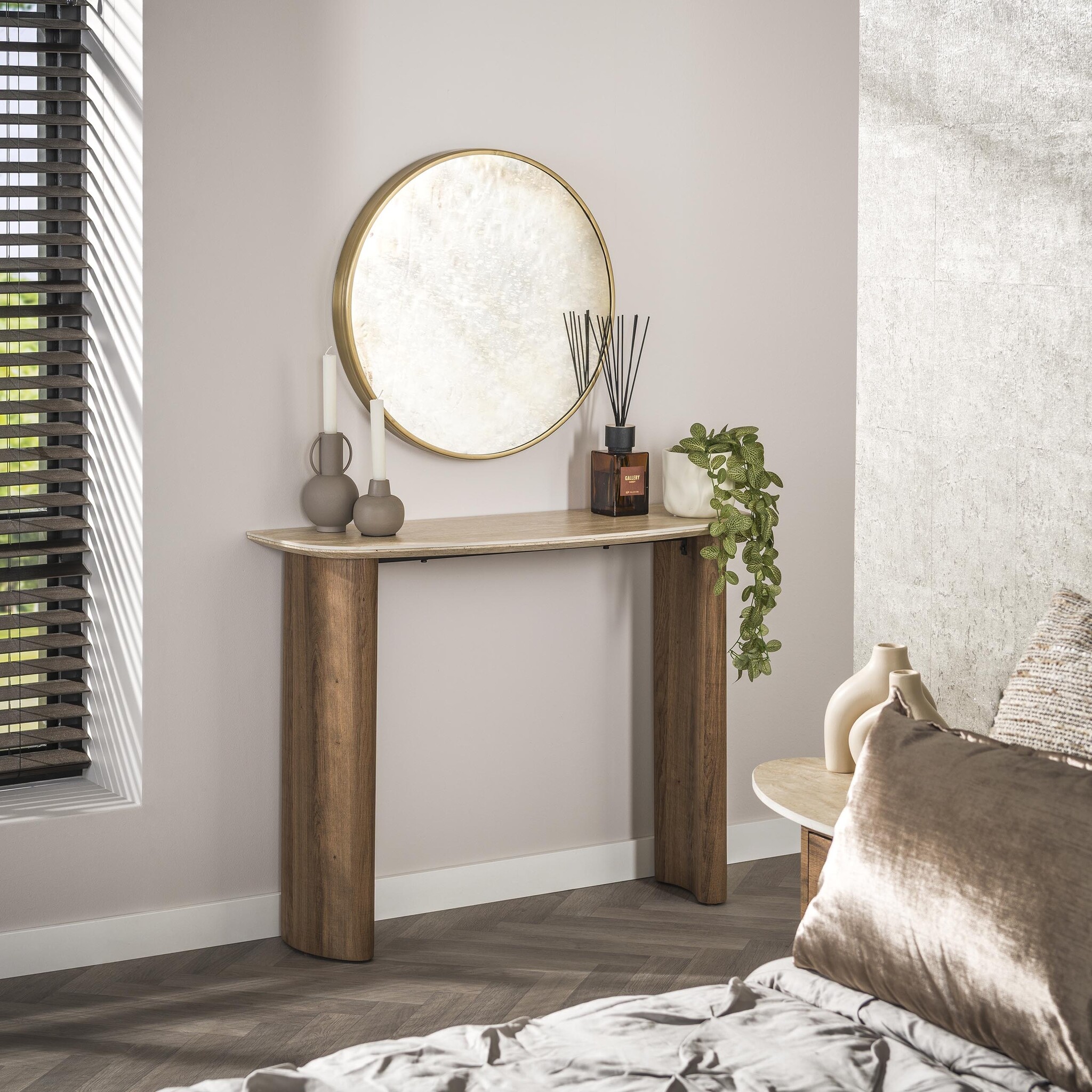 Hoyz Collection - Hal--kaptafel Romano Curvo - Keramiek Travertin