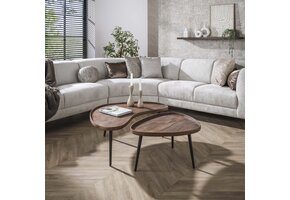 Hoyz Collection - Salontafel Carve Organisch Set Van 2 - Massief Acacia Bruin