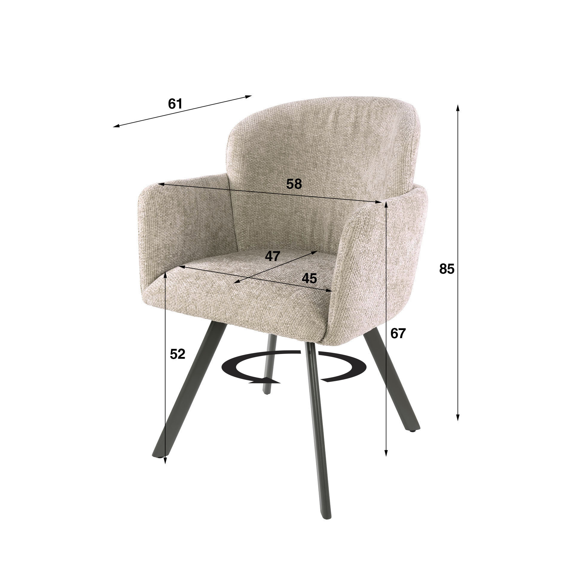 Hoyz Collection - Armstoel Embrace Draaibaar Verpakt Per 2 - Hoven Zand