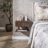 Hoyz Collection - Nachtkastje Carve Shelve Zwevend 1 Lade - Massief Acacia Bruin