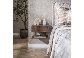 Hoyz Collection - Nachtkastje Carve Shelve Zwevend 1 Lade - Massief Acacia Bruin