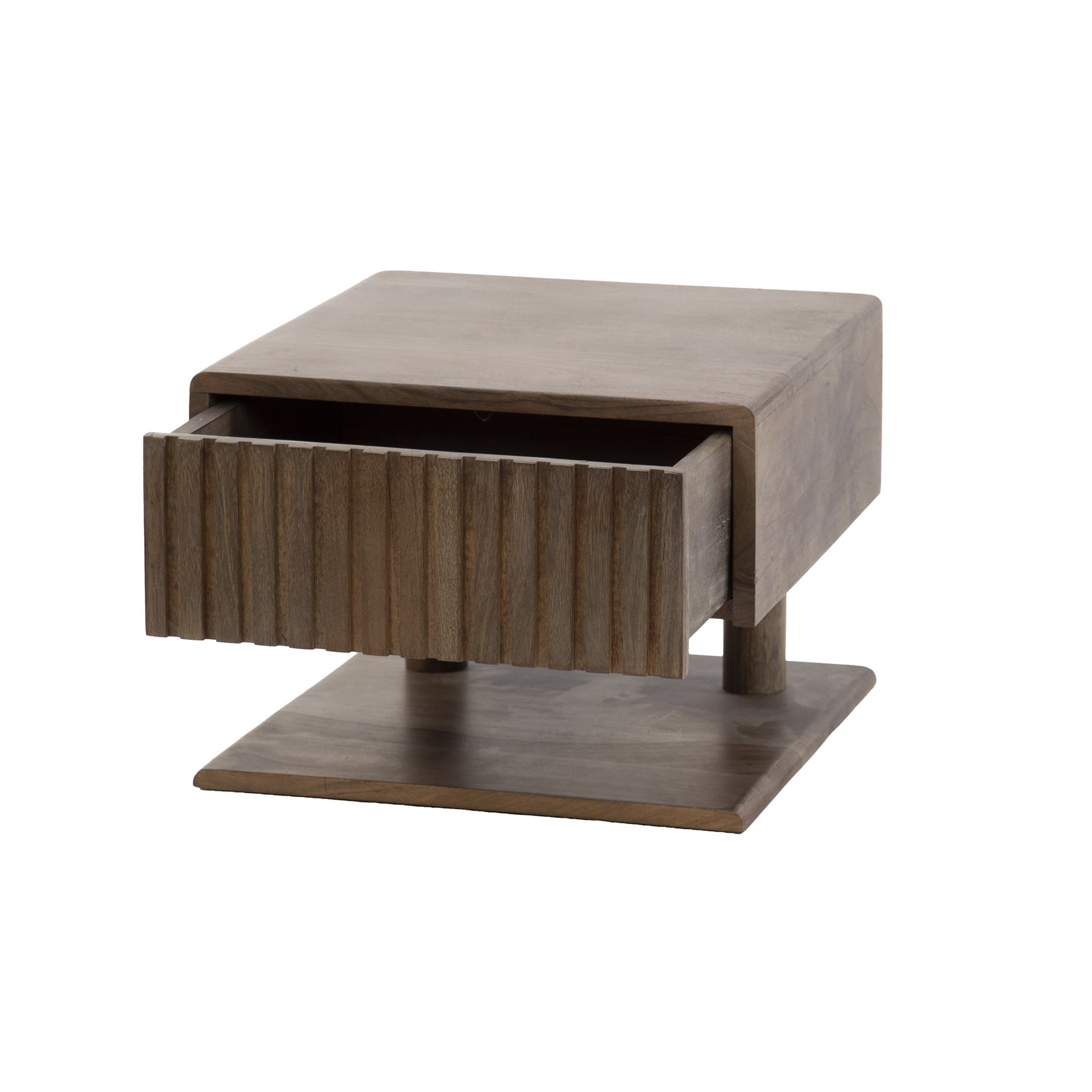 Hoyz Collection - Nachtkastje Carve Shelve Zwevend 1 Lade - Massief Acacia Bruin