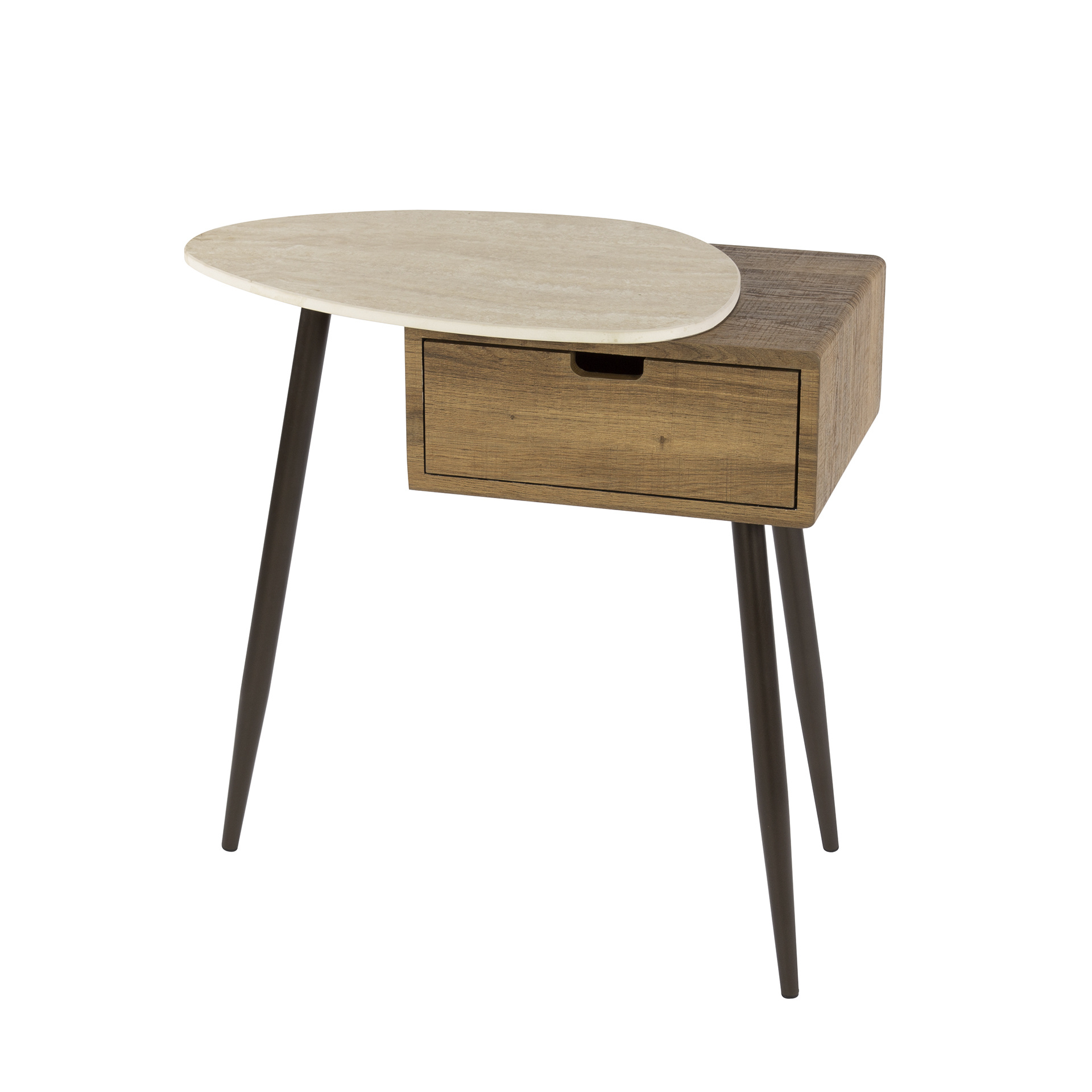 Hoyz Collection - Nachtkastje Travino 1 Lade Links - Keramiek Travertin