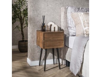 Hoyz Collection - Nachtkastje Frame 2 Lades - Massief Acacia Bruin