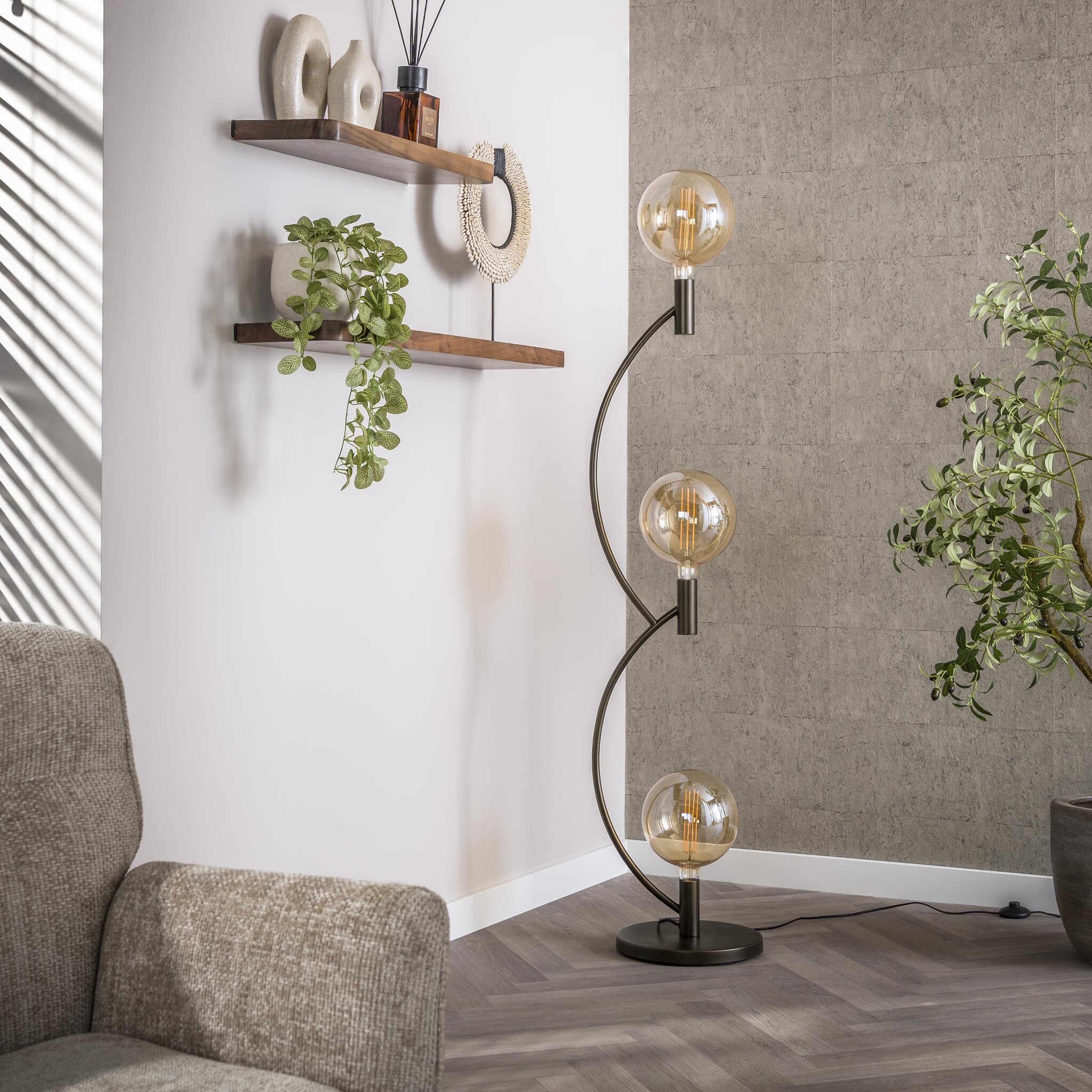 Hoyz Collection - Vloerlamp Arcus 3-lichts - Sienna Bruin