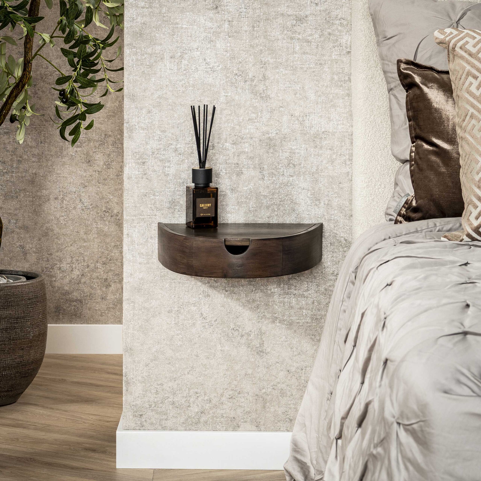 Hoyz Collection - Nachtkastje Cove Zwevend 1 Lade Verpakt Per 2 - Massief Acacia Glaze Brown