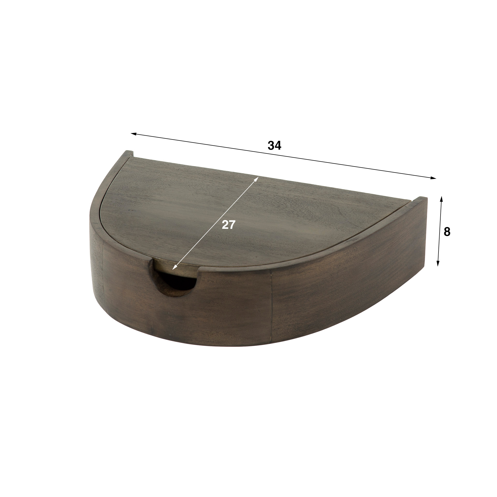 Hoyz Collection - Nachtkastje Cove Zwevend 1 Lade Verpakt Per 2 - Massief Acacia Glaze Brown