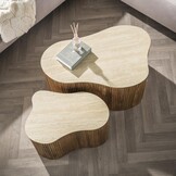 Hoyz Collection - Salontafel Nuovo Shamrock Set Van 2 - Massief Mango Zand
