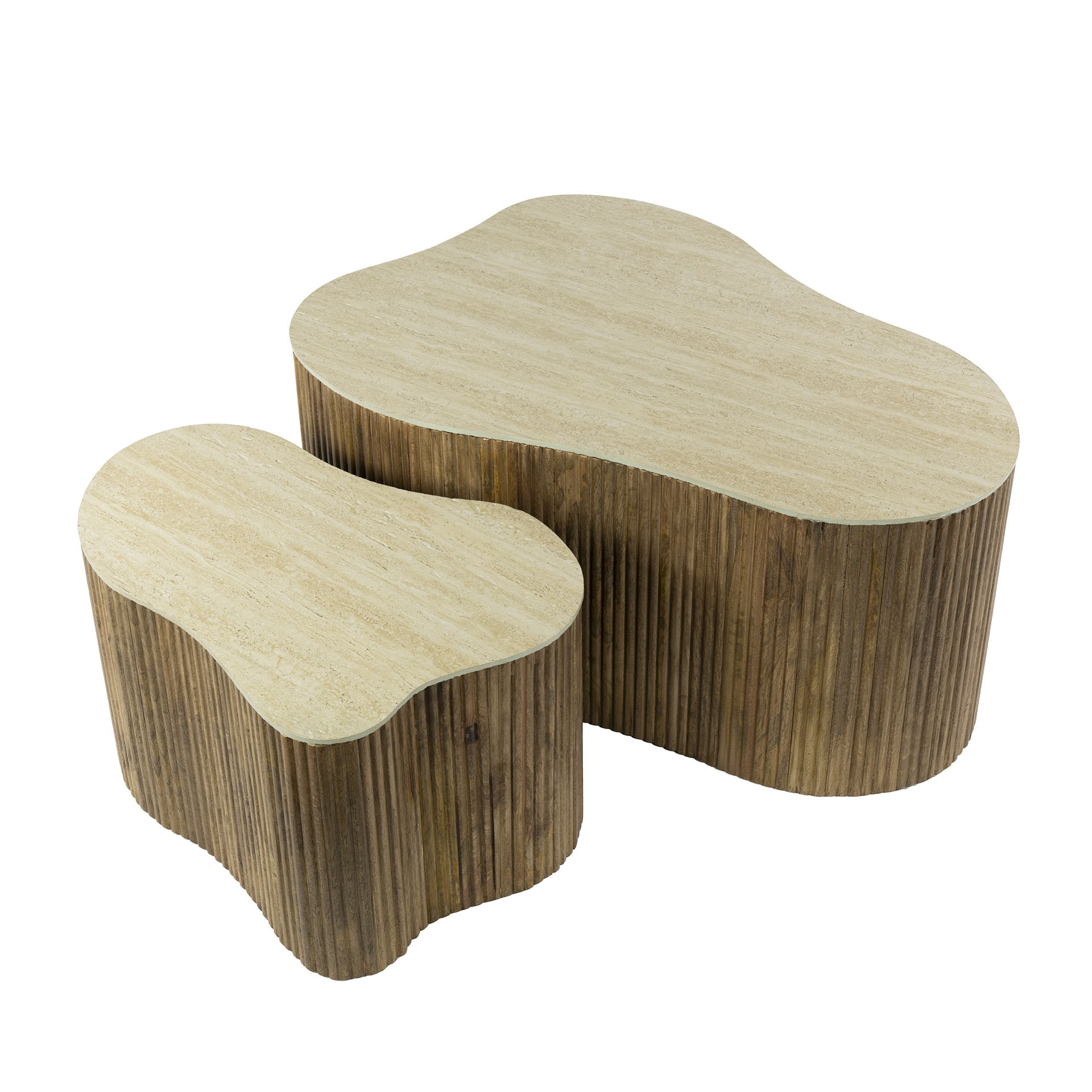Hoyz Collection - Salontafel Nuovo Shamrock Set Van 2 - Massief Mango Zand