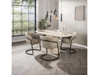 Hoyz Collection - Eettafel Centro Deens Ovaal 180cm - Keramiek Travertin