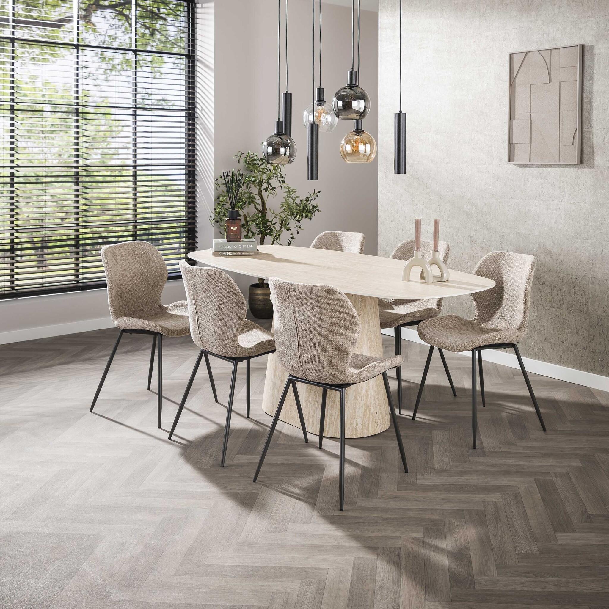 Hoyz Collection - Eettafel Centro Deens Ovaal 180cm - Keramiek Travertin