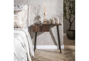 Hoyz Collection - Nachtkastje Carve 1 Lade Rechts - Massief Acacia Bruin