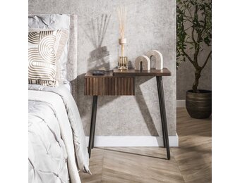 Hoyz Collection - Nachtkastje Carve 1 Lade Rechts - Massief Acacia Bruin