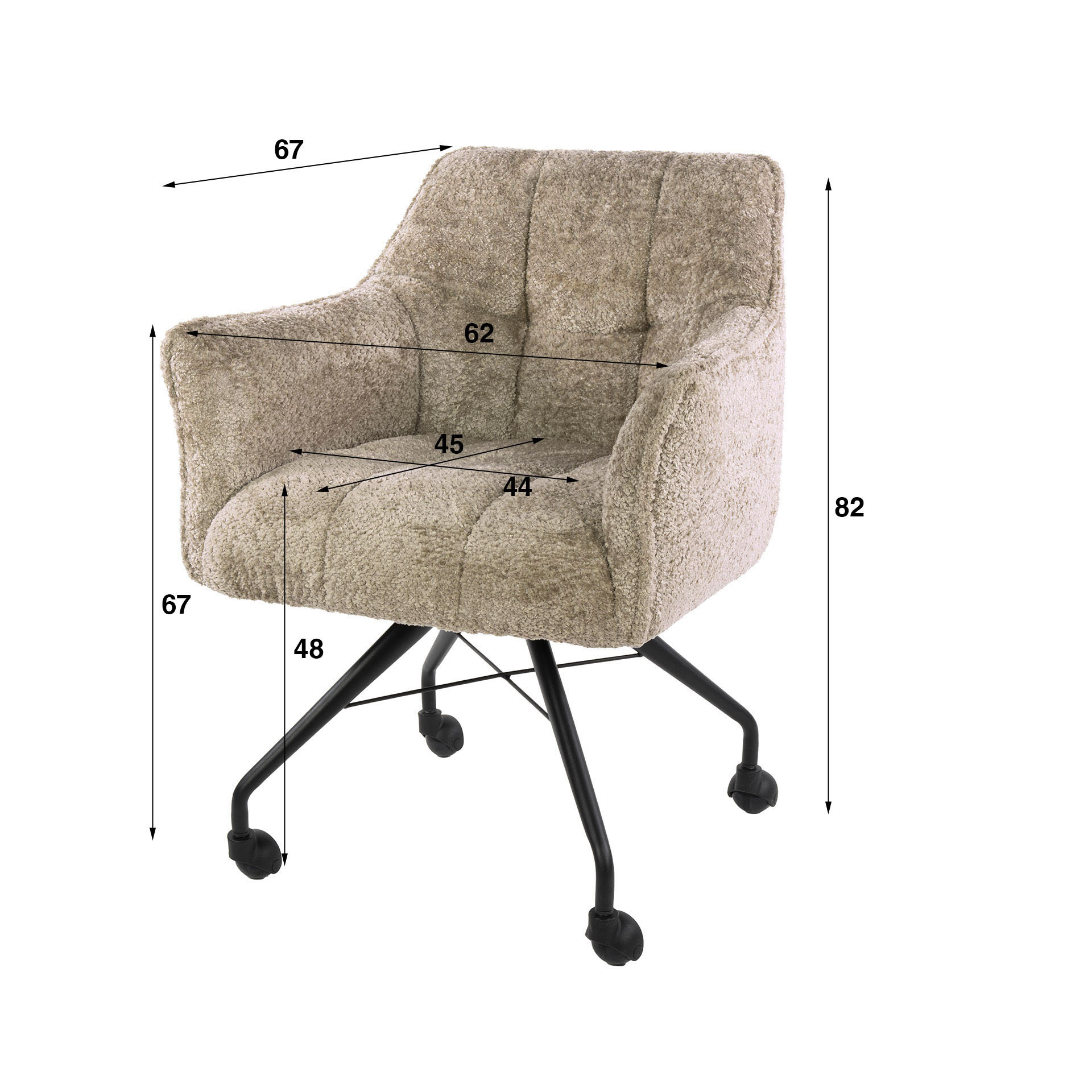 Hoyz Collection - Armstoel Raster Wieltjes Verpakt Per 2 - Alura Zand