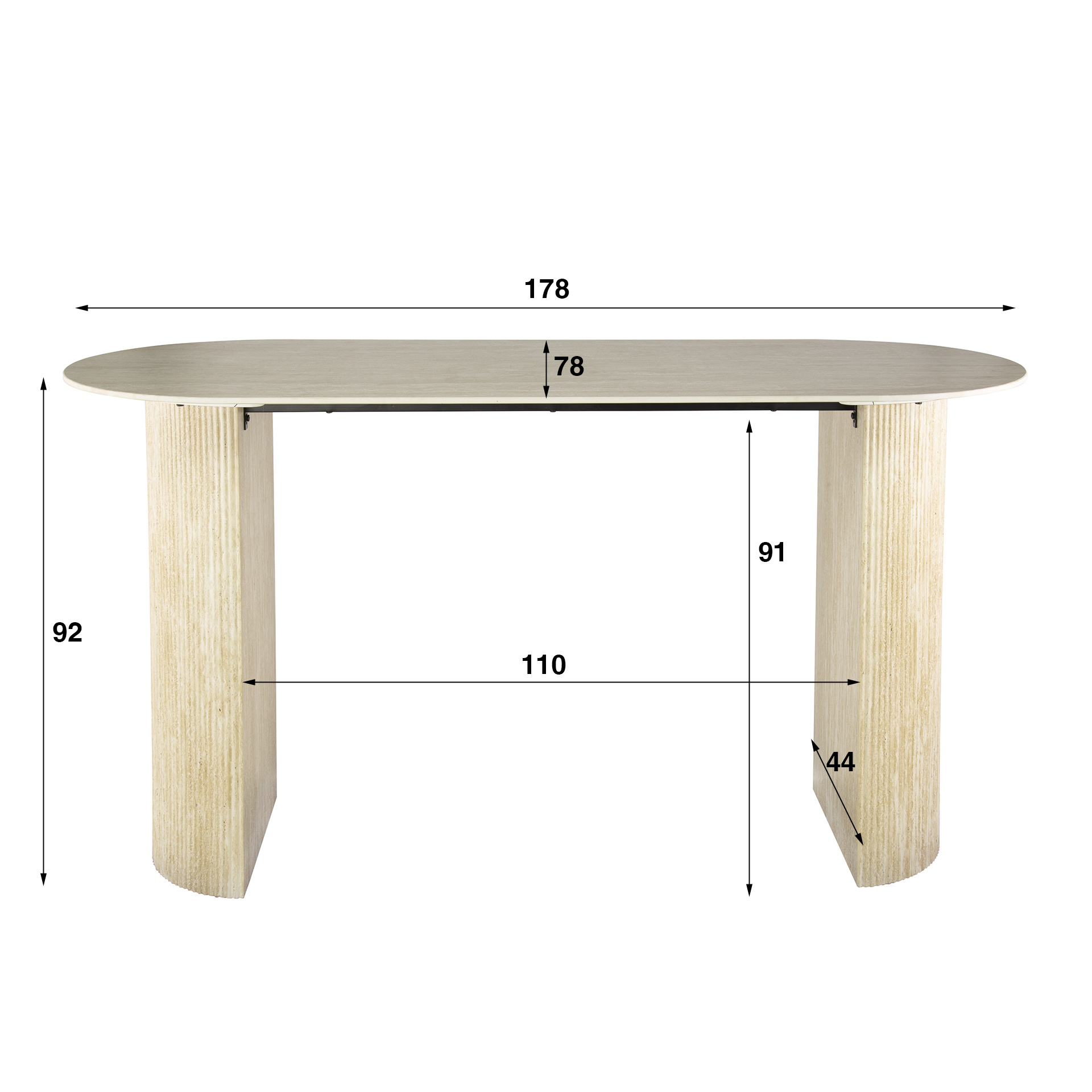 Hoyz Collection - Bartafel Romano Arch Plat Ovaal 180cm - Keramiek Travertin