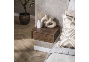 Hoyz Collection - Nachtkastje Frame Zwevend 1 Lade Verpakt Per 2 - Massief Acacia Bruin