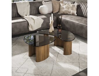 Hoyz Collection - Salontafel Tinto Organisch Set Van 2 - Brons Glas