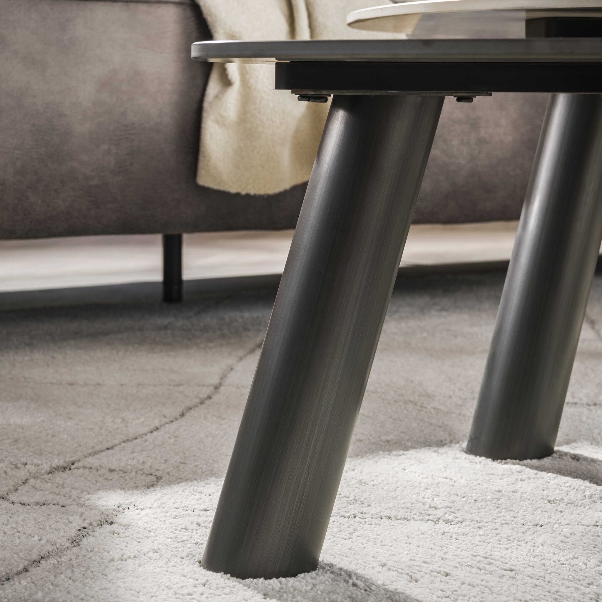 Hoyz Collection - Salontafel Twin Log Set Van 2 - 3D Keramiek Travertin Zwart-grijs