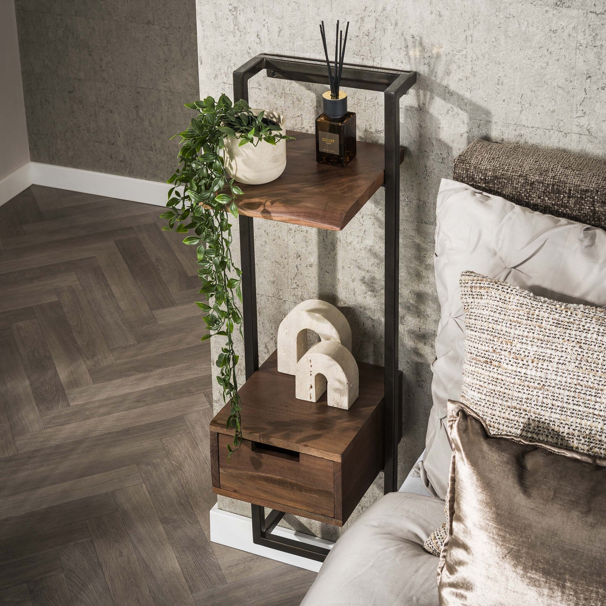 Hoyz Collection - Nachtkastje Air Solid XS 1 Lade - Massief Acacia Bruin