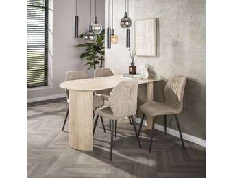 Hoyz Collection - Eettafel Romano Arch 1-side 140cm - Keramiek Travertin