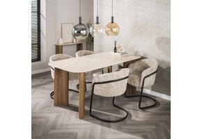 Hoyz Collection - Eettafel Romano Curvo 180cm - Keramiek Travertin