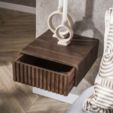 Hoyz Collection - Nachtkastje Carve Zwevend 1 Lade Verpakt Per 2 - Massief Acacia Bruin