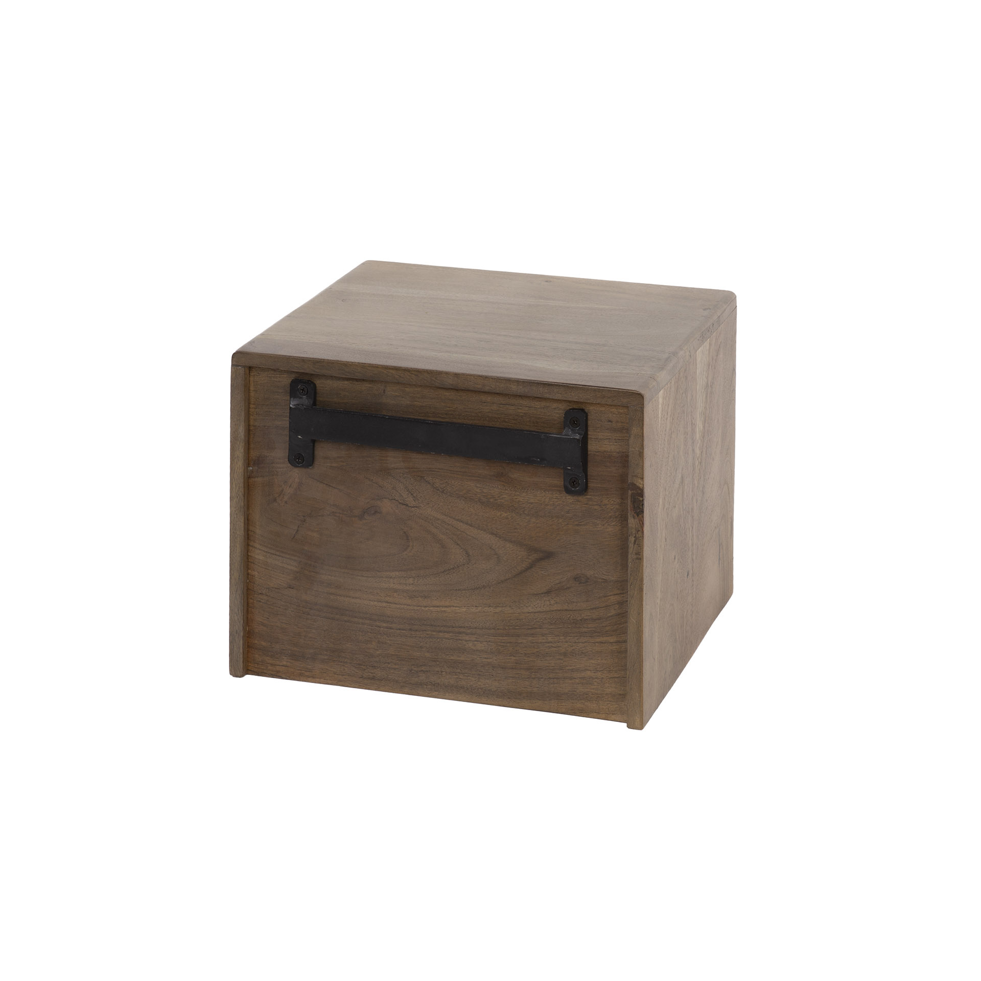 Hoyz Collection - Nachtkastje Carve Zwevend Open Vak 1 Lade - Massief Acacia Bruin