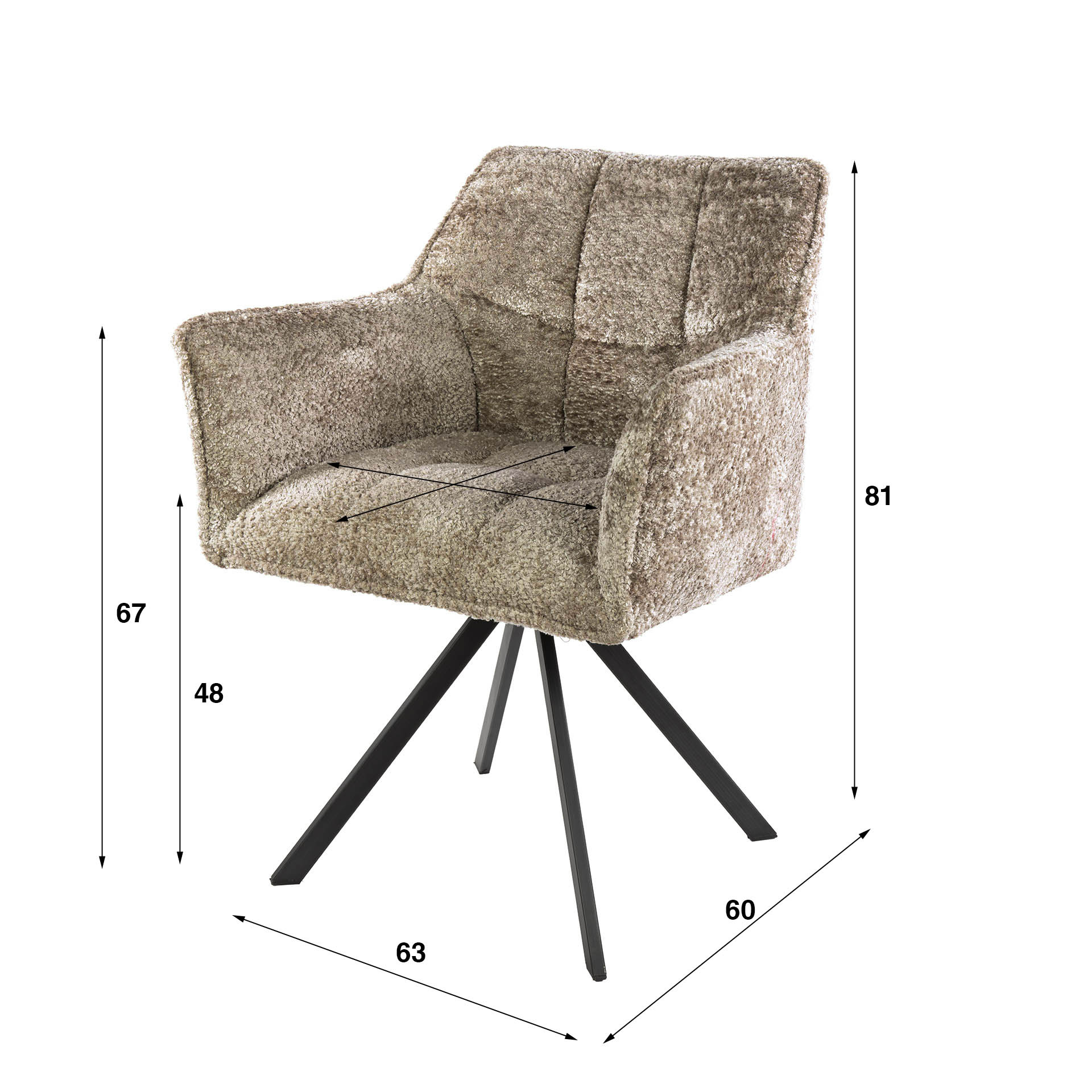 Hoyz Collection - Armstoel Raster Draaibaar Verpakt Per 2 - Alura Zand