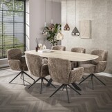 Hoyz Collection - Armstoel Forza Draaibaar - Set van 2 - Hoven Champagne