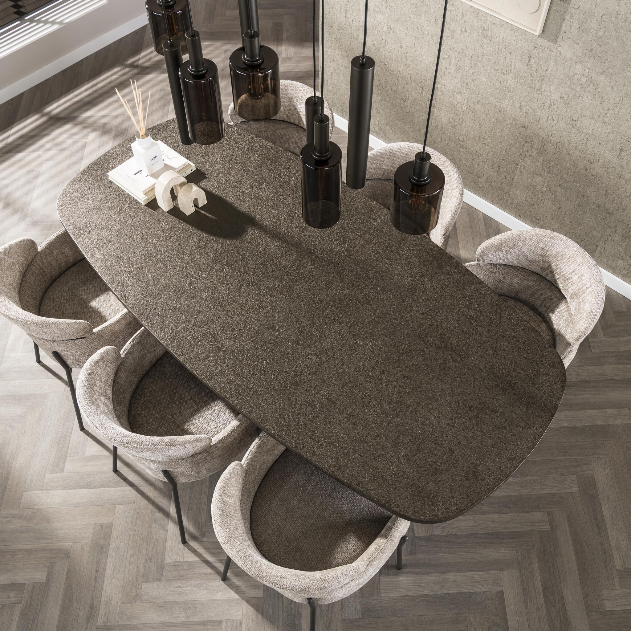 Hoyz Collection - Eettafel Bronvik Deens Ovaal 215 Cm - Brons Liquid Metal