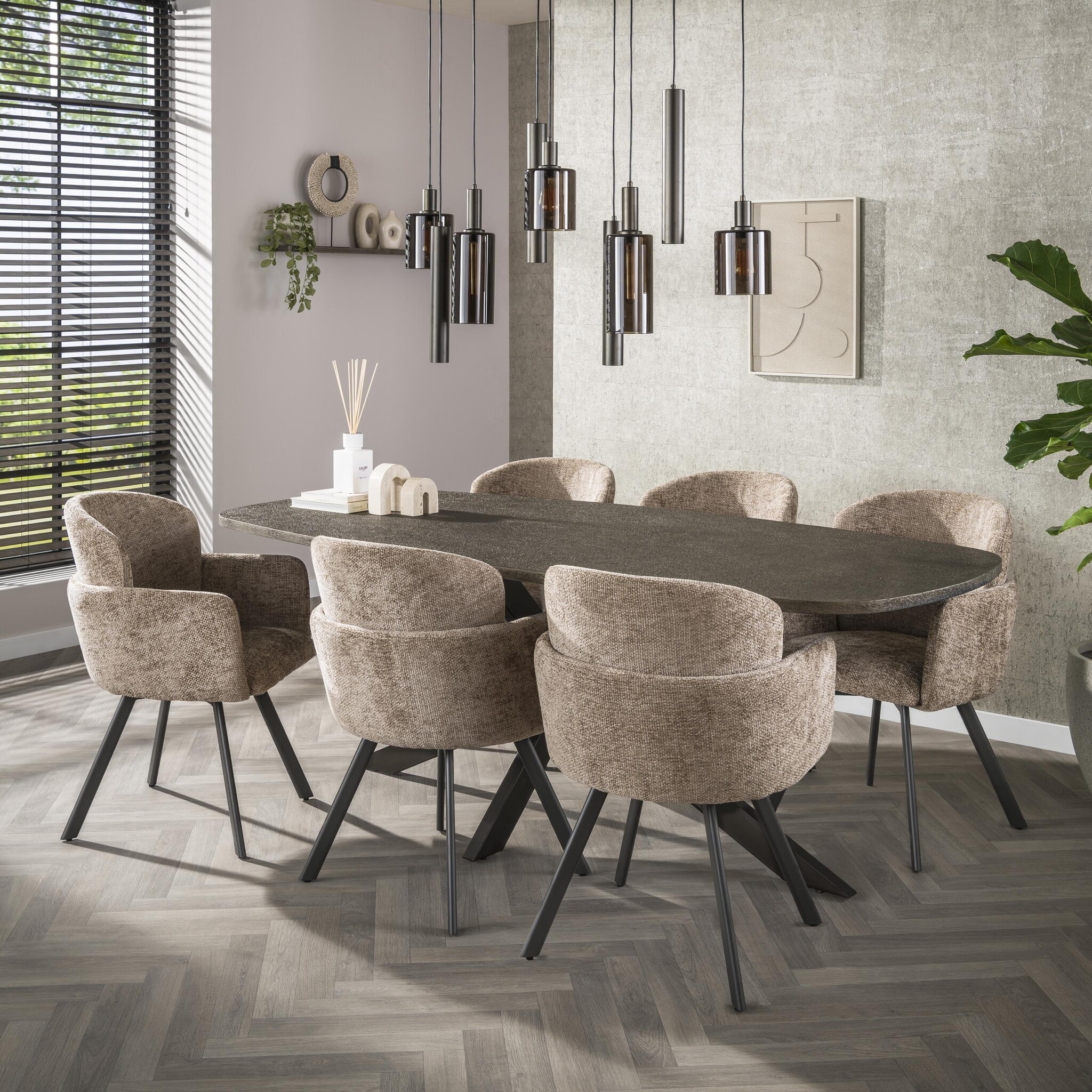 Hoyz Collection - Eettafel Bronvik Deens Ovaal 215 Cm - Brons Liquid Metal