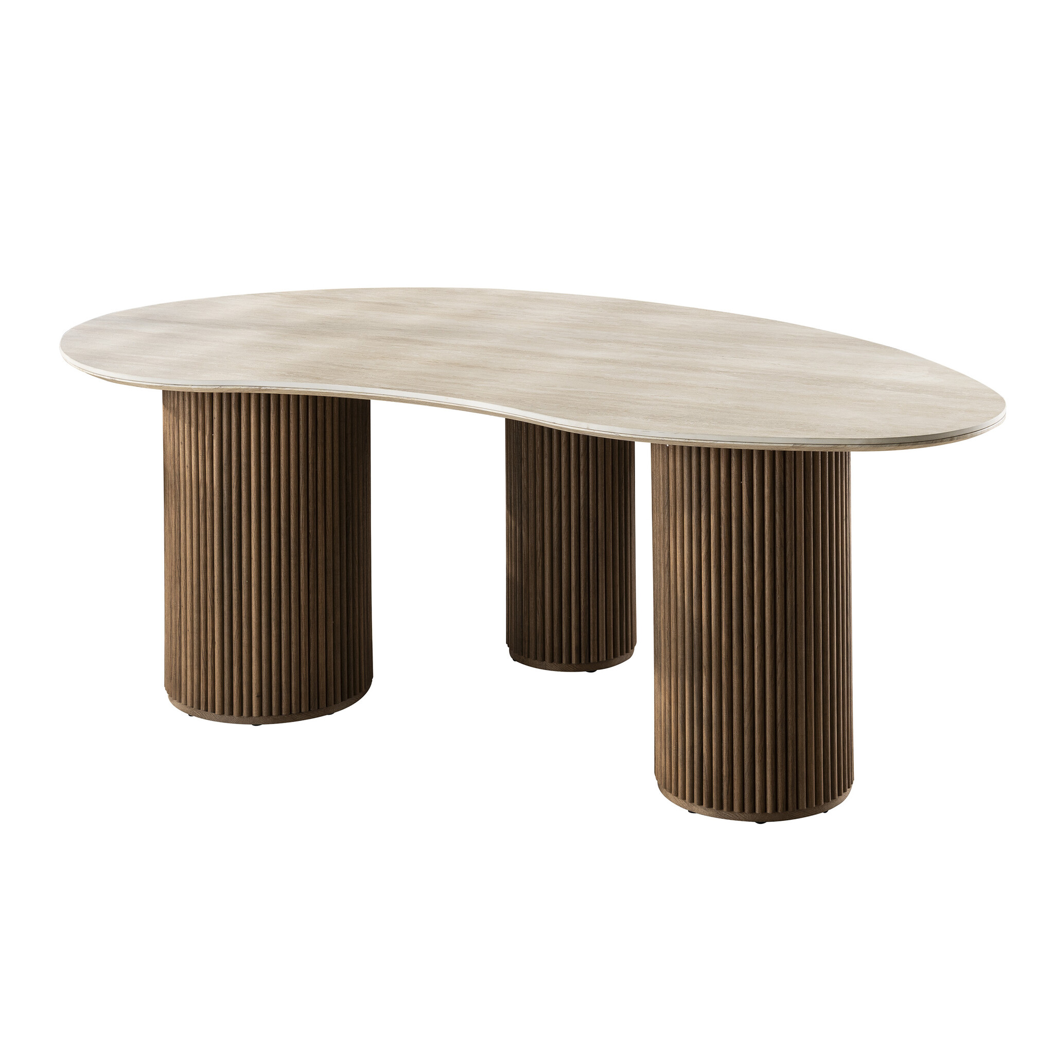 Hoyz Collection - Eettafel Romano Niervormig 215cm - 3D Keramiek Travertin