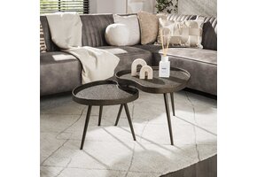 Hoyz Collection - Salontafel Organic Niervormig Set Van 2 - Brons Liquid Metal