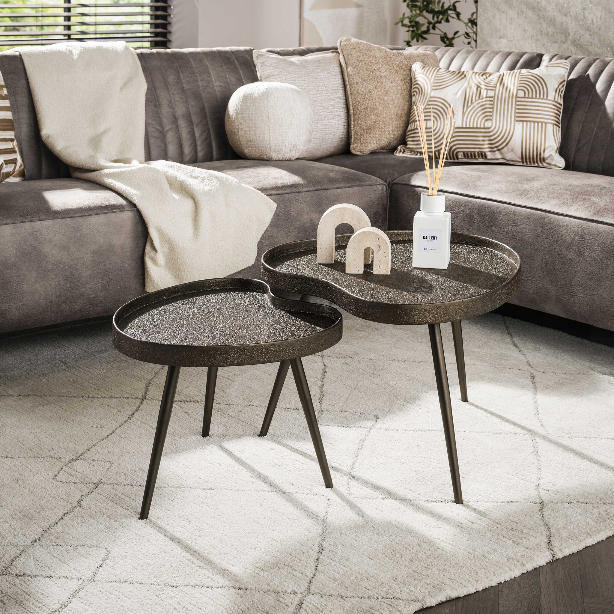 Hoyz Collection - Salontafel Contour Niervormig Set Van 2 - Brons Liquid Metal