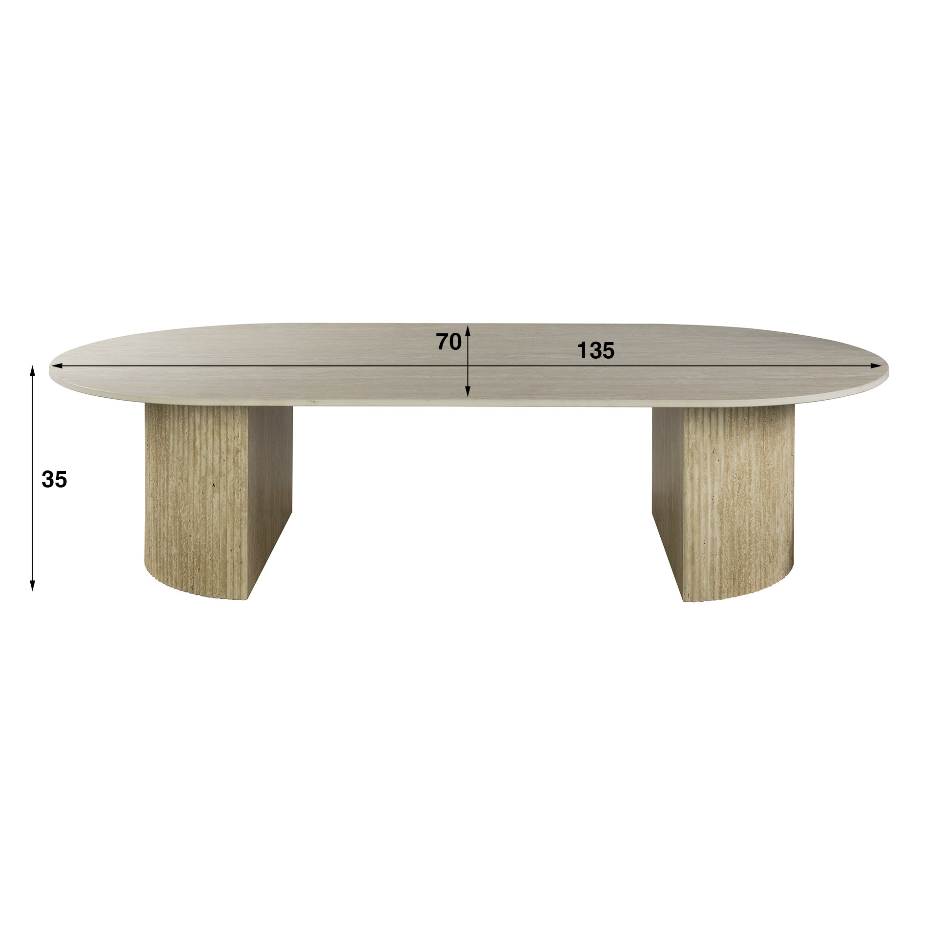 Hoyz Collection - Salontafel Romano Arch 135cm - Keramiek Travertin