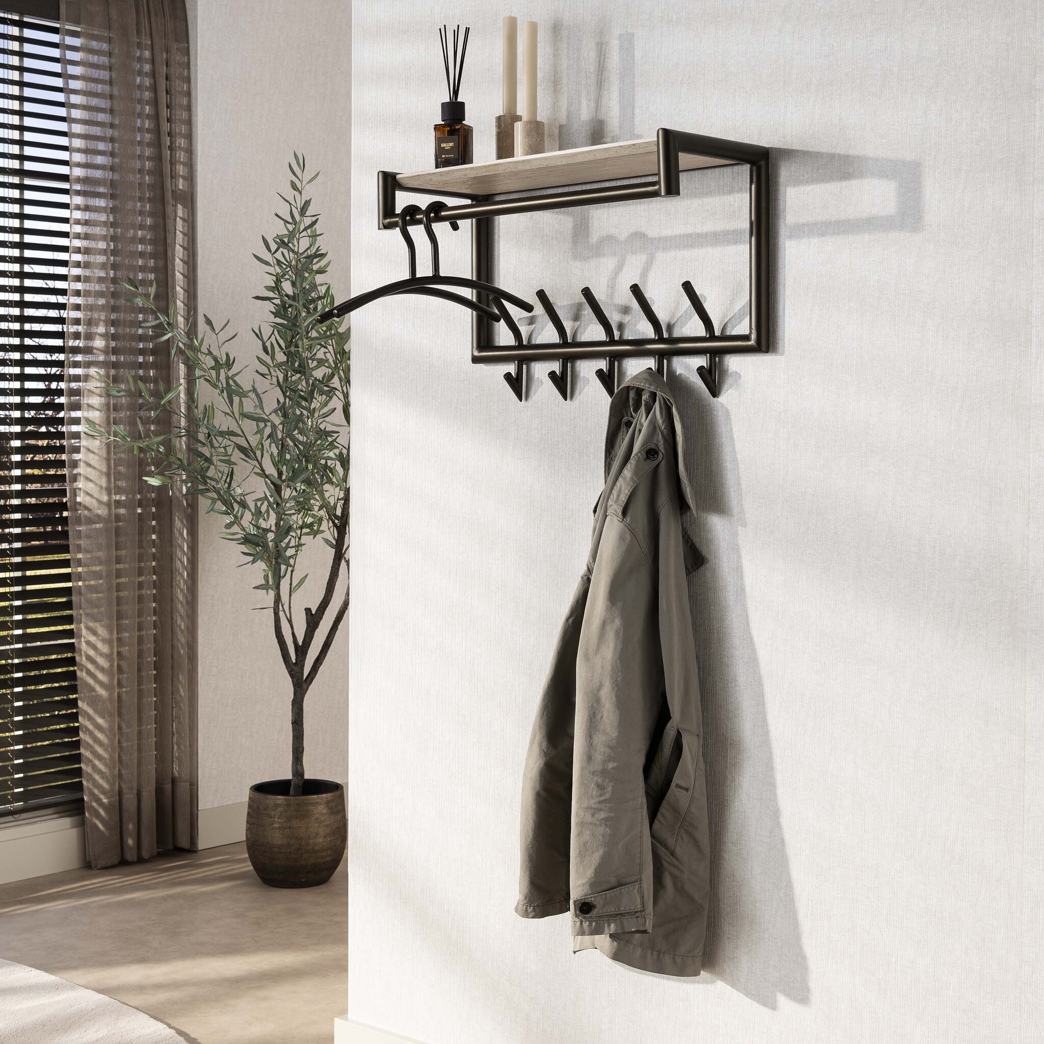 Hoyz Collection - Kapstok Terra 2x5 Haken 65cm - Melamine Travertine