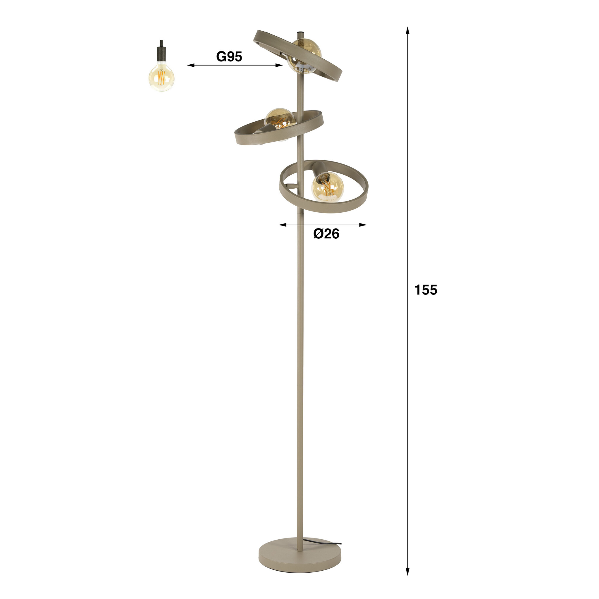 Hoyz Collection - Vloerlamp Hover 3-lichts - Beige