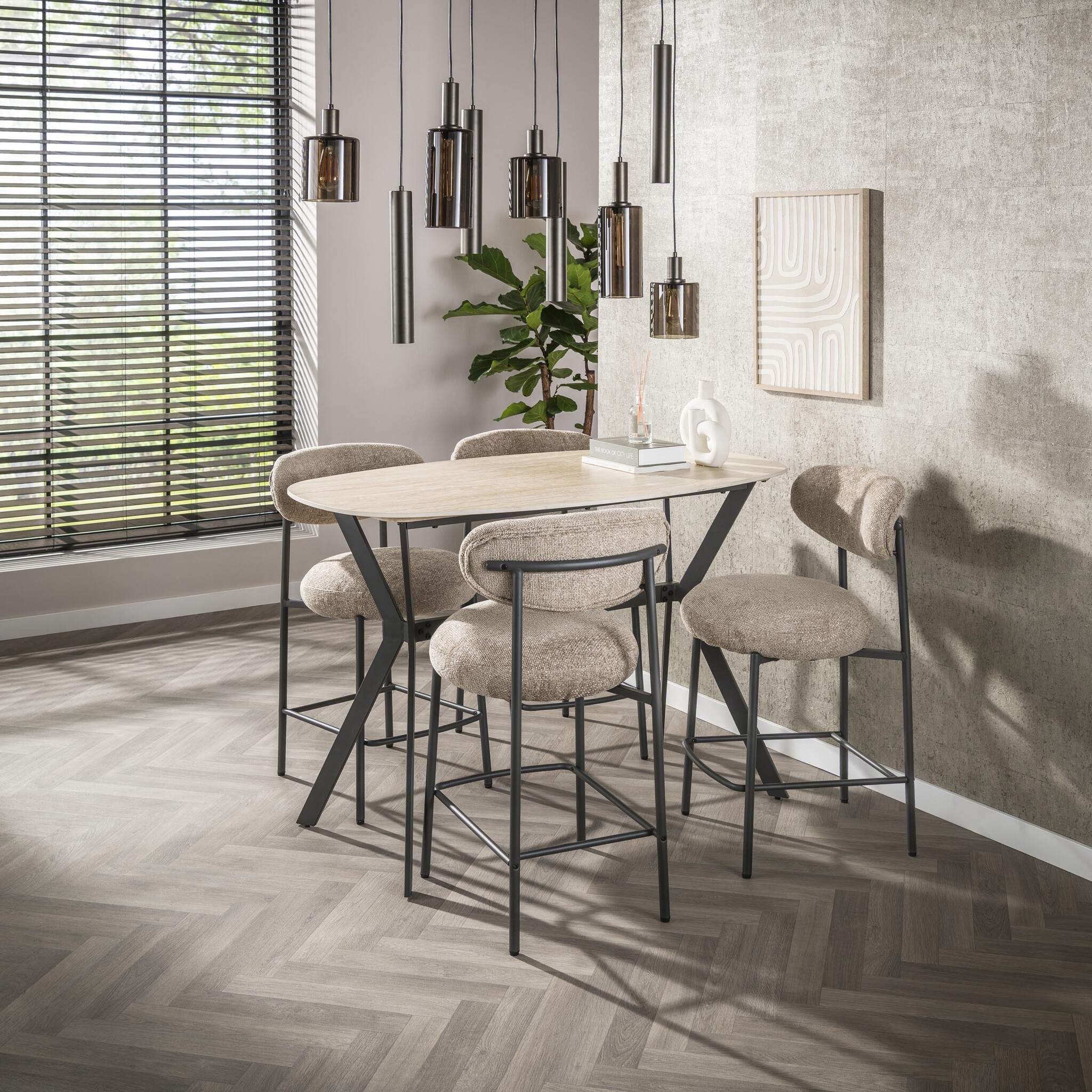 Hoyz Collection - Bartafel Romano Deens Ovaal 140cm - Keramiek Travertin