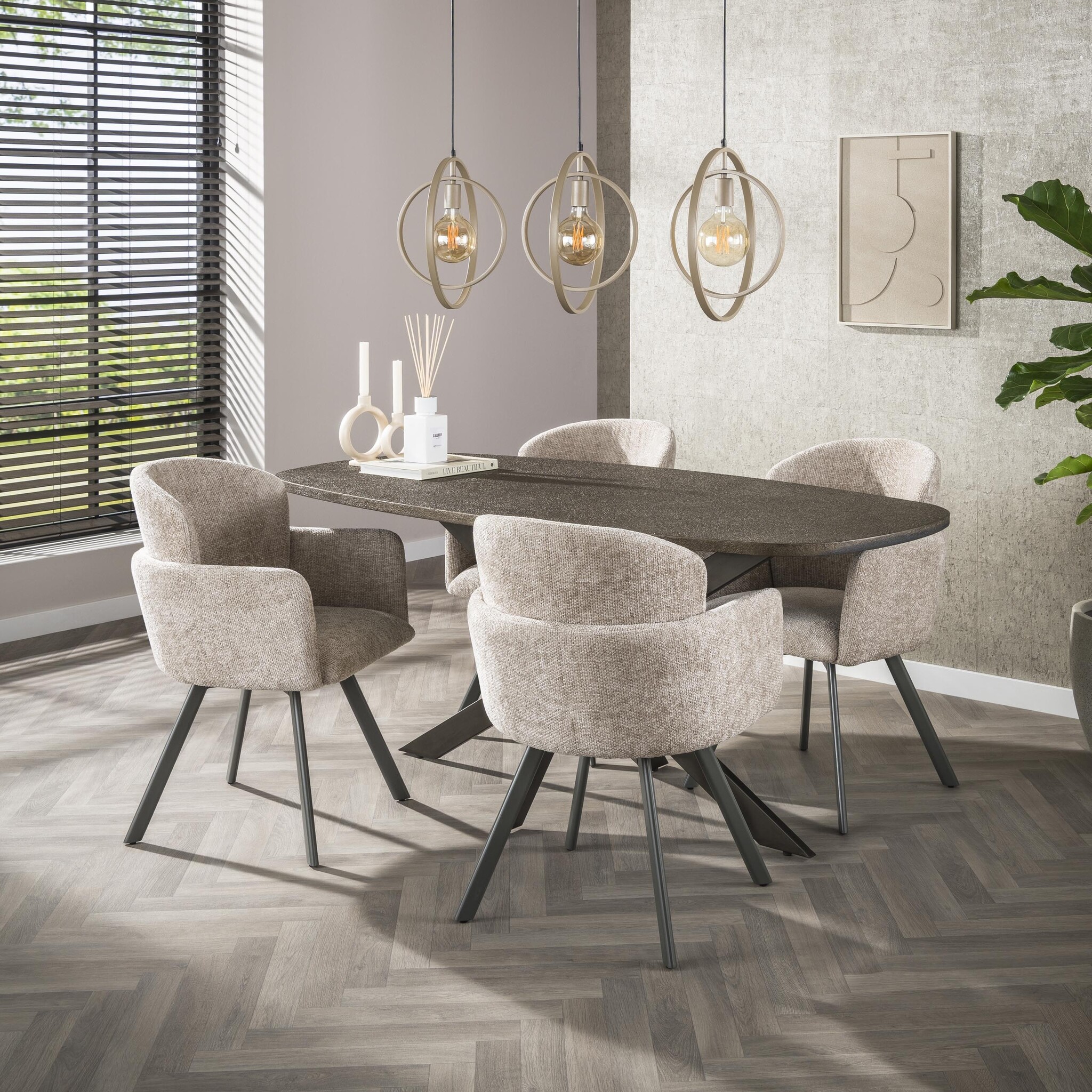 Hoyz Collection - Eettafel Bronvik Deens Ovaal 180cm - Brons Liquid Metal