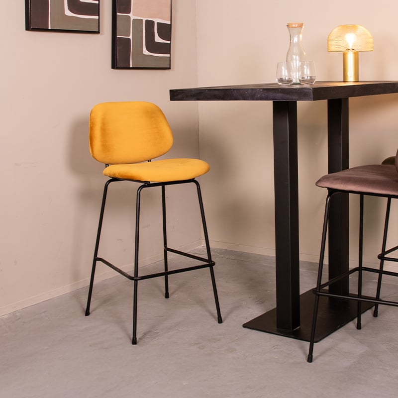 LABEL51 Barkruk Bello - Okergeel - 46x53x105 cm