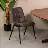 LABEL51 Eetkamerstoel Noor - Antraciet - 60x84x41 cm - Set van 2