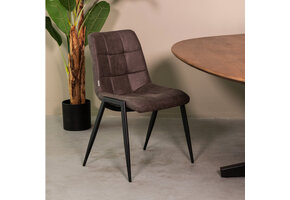 LABEL51 Eetkamerstoel Noor - Antraciet - 60x84x41 cm - Set van 2