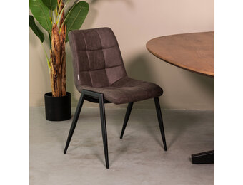 LABEL51 Eetkamerstoel Noor - Antraciet - 60x84x41 cm - Set van 2