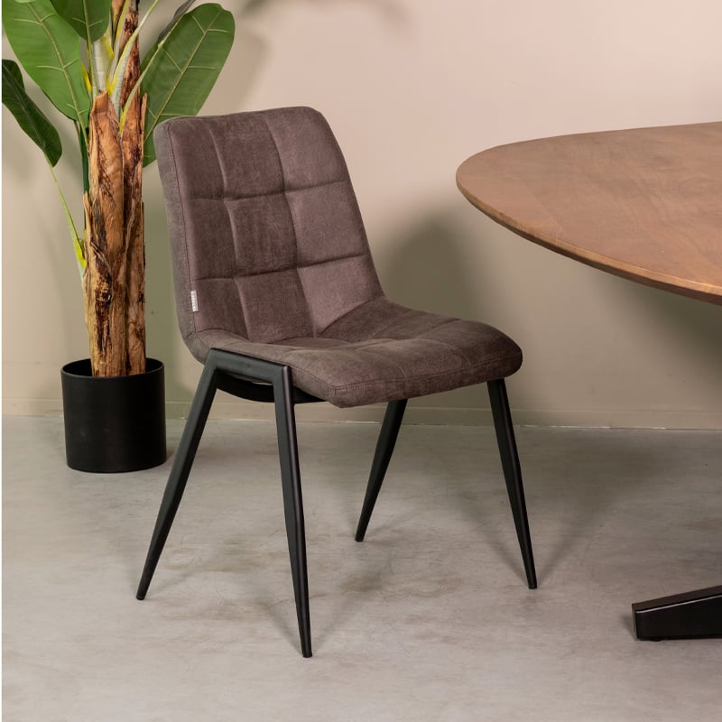 LABEL51 Eetkamerstoel Noor - Antraciet - 60x84x41 cm - Set van 2